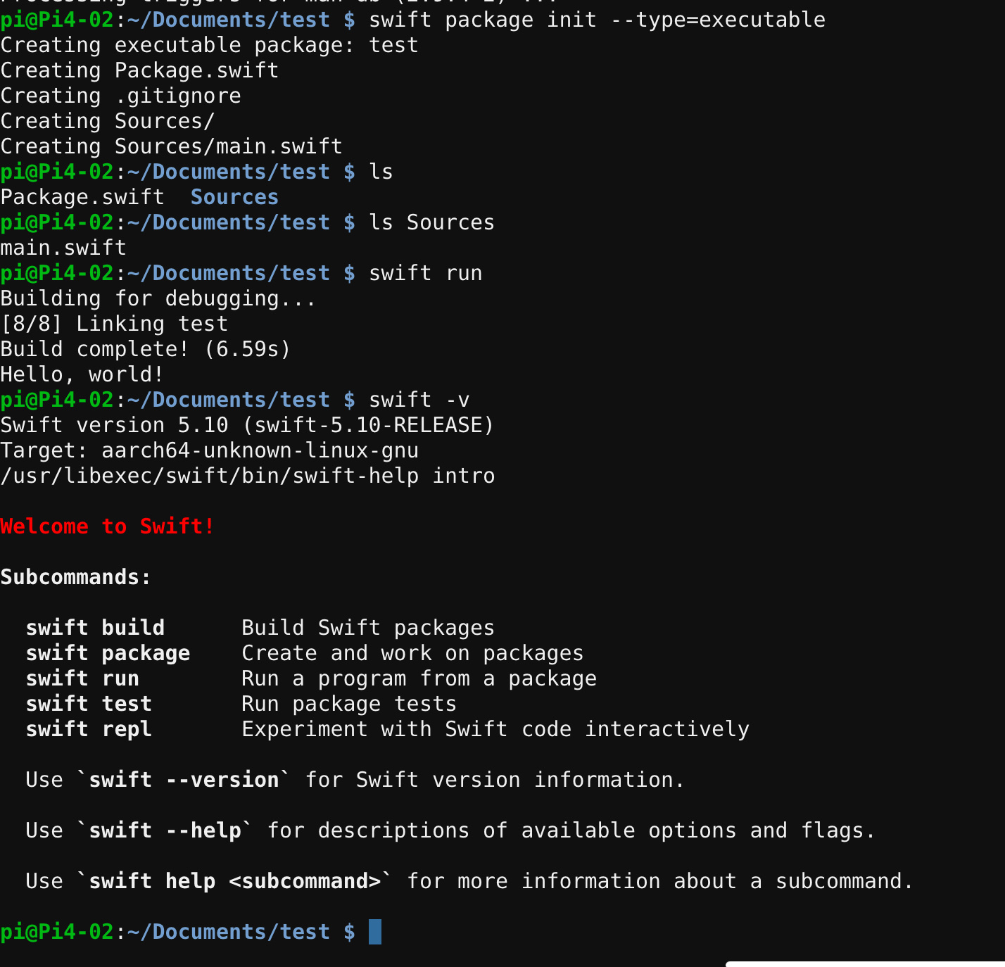 Creating and running a Swift app on a RaspberryPi