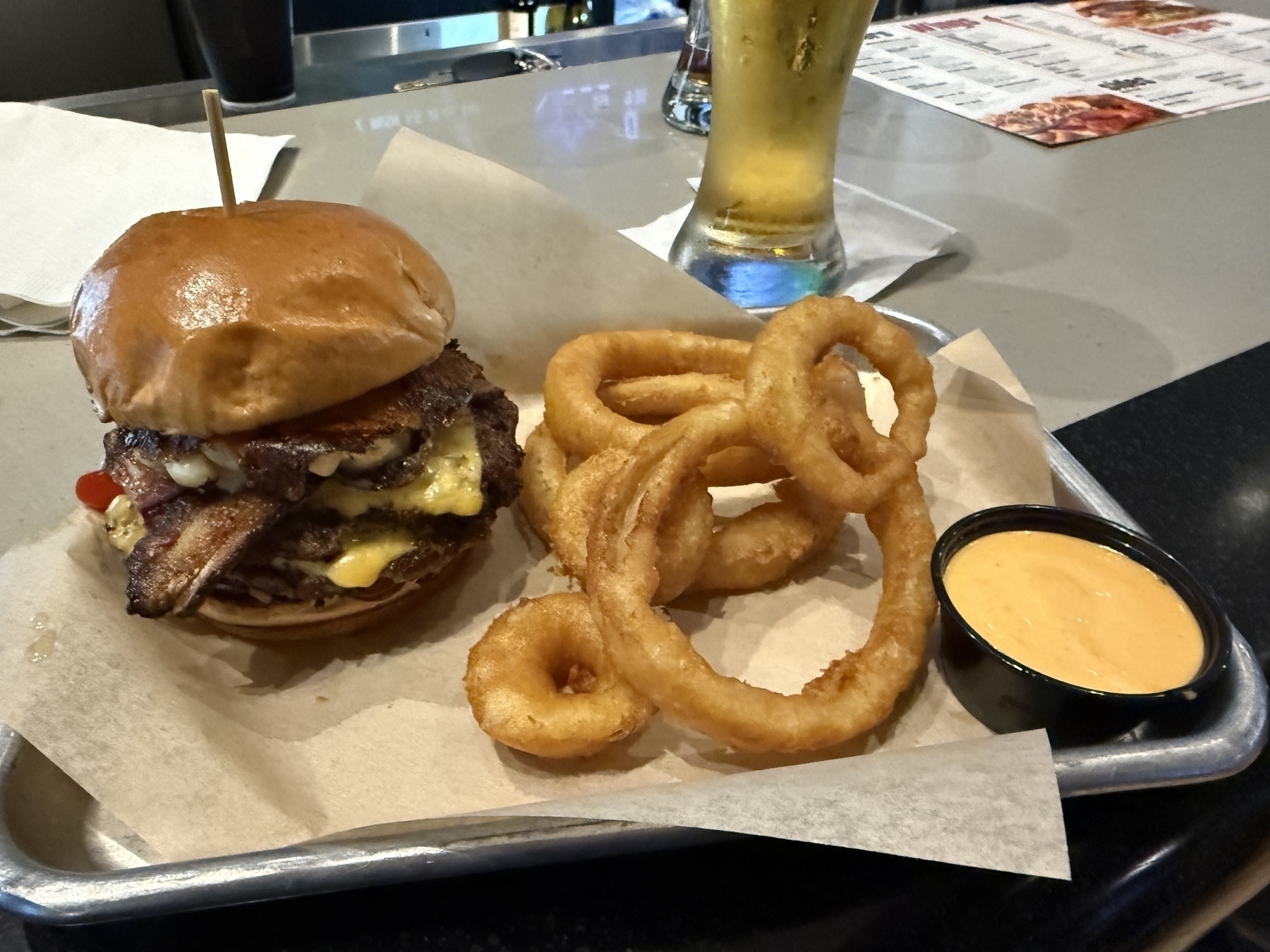 Burger wings and beer 