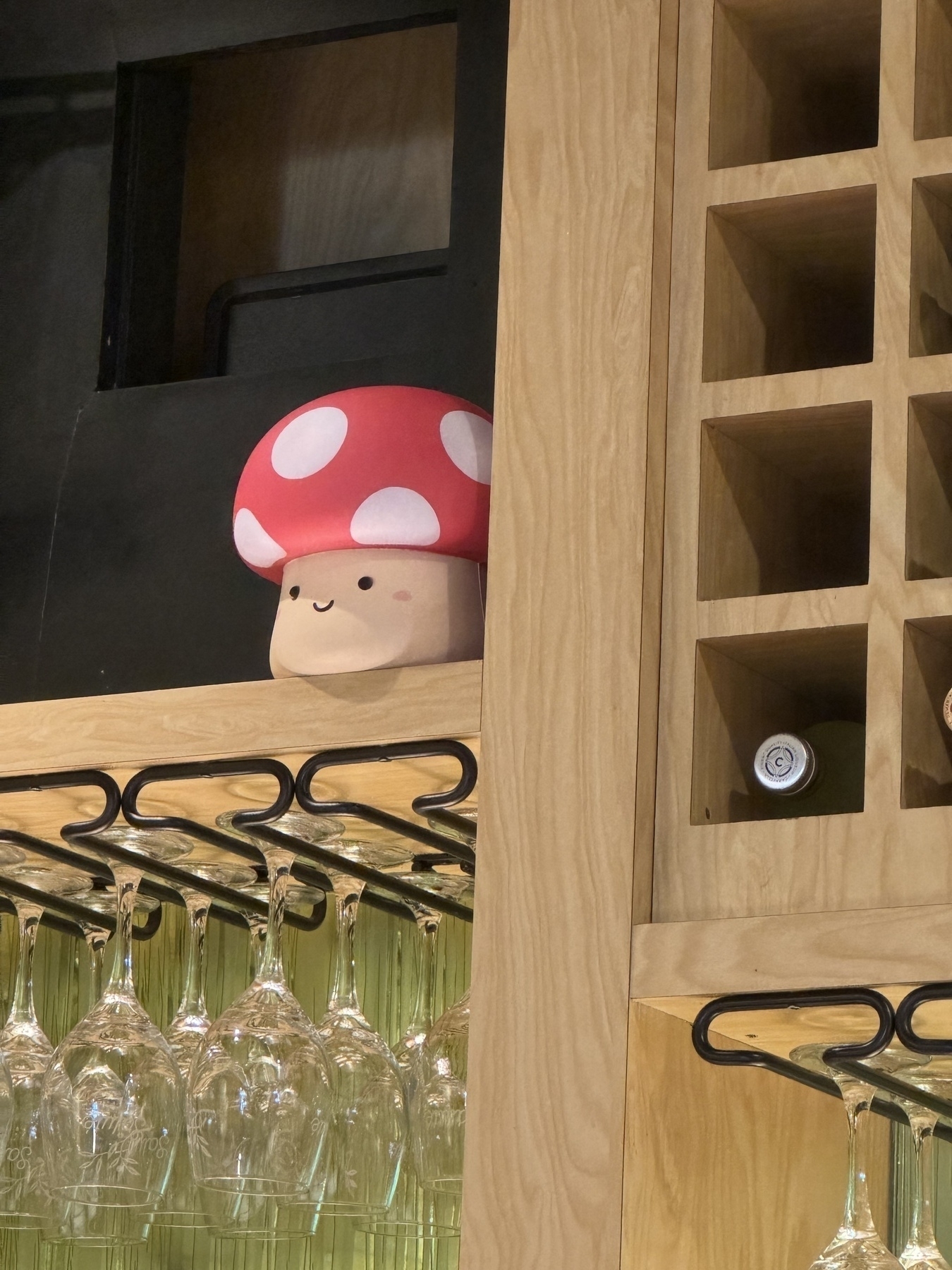 Toy mushroom at a bar. 