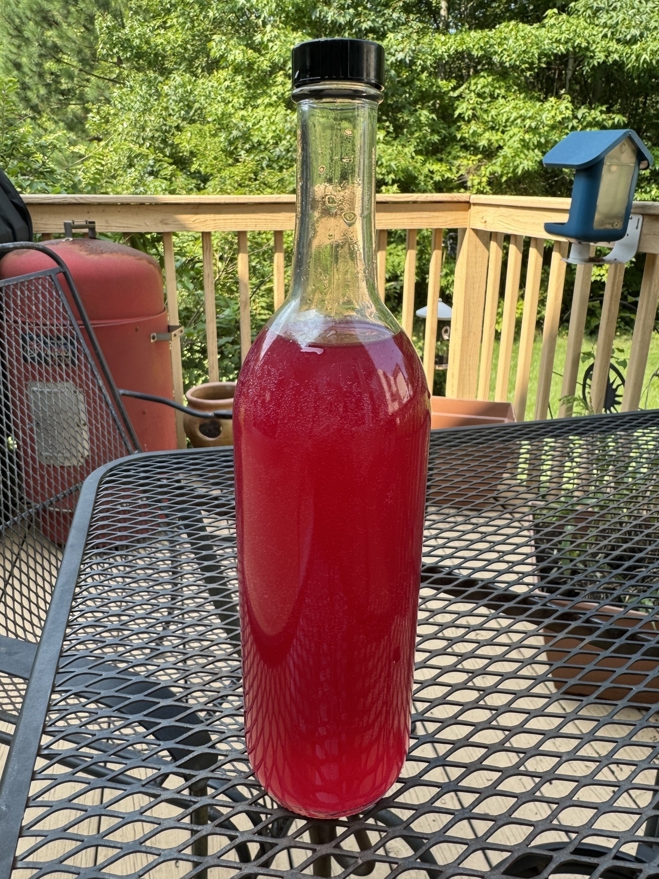 Bottle of beet mead. 