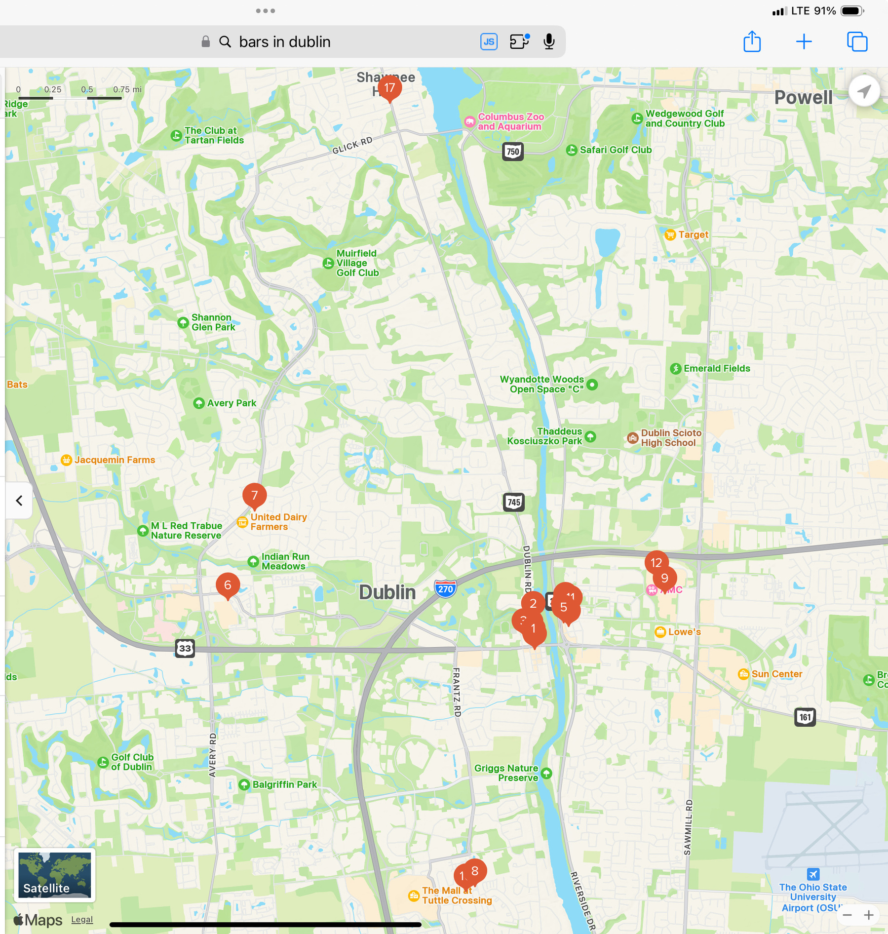 Map of Dublin bars