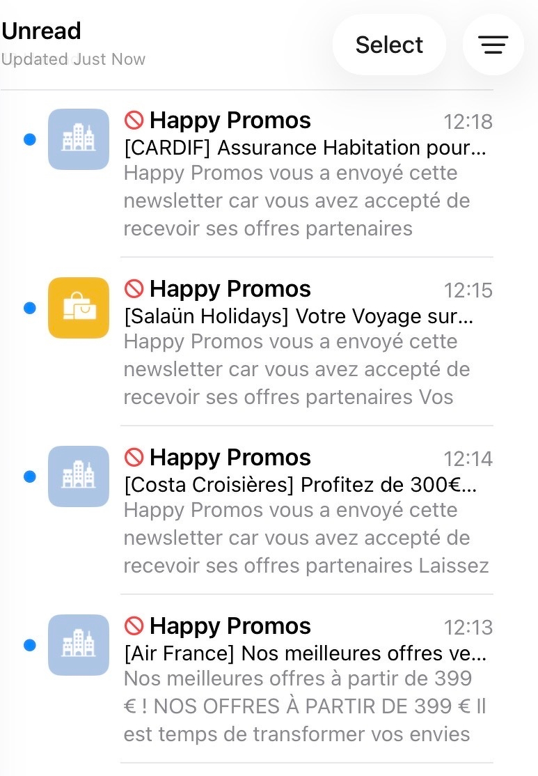 Spam email in iPad mail 