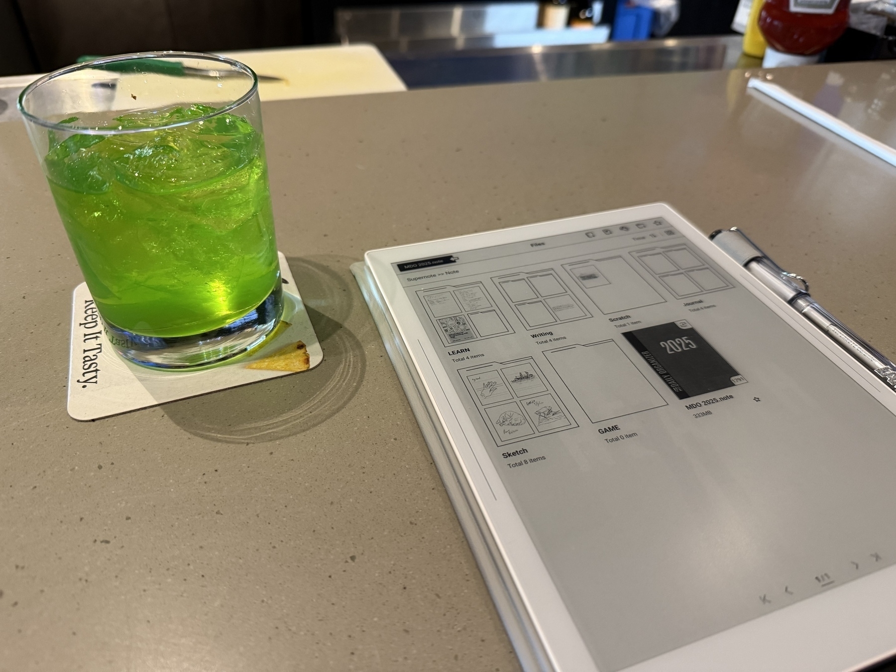 Midori sour and SuperNote 