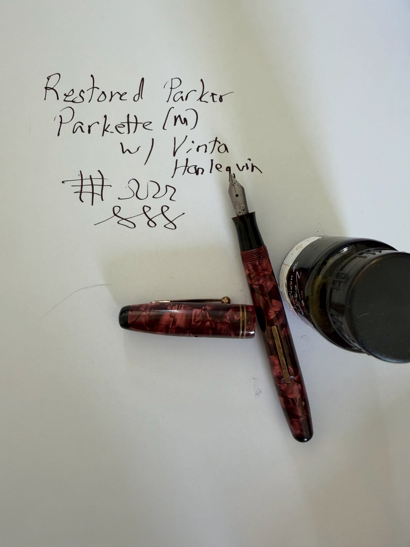 Fountain pen and ink.