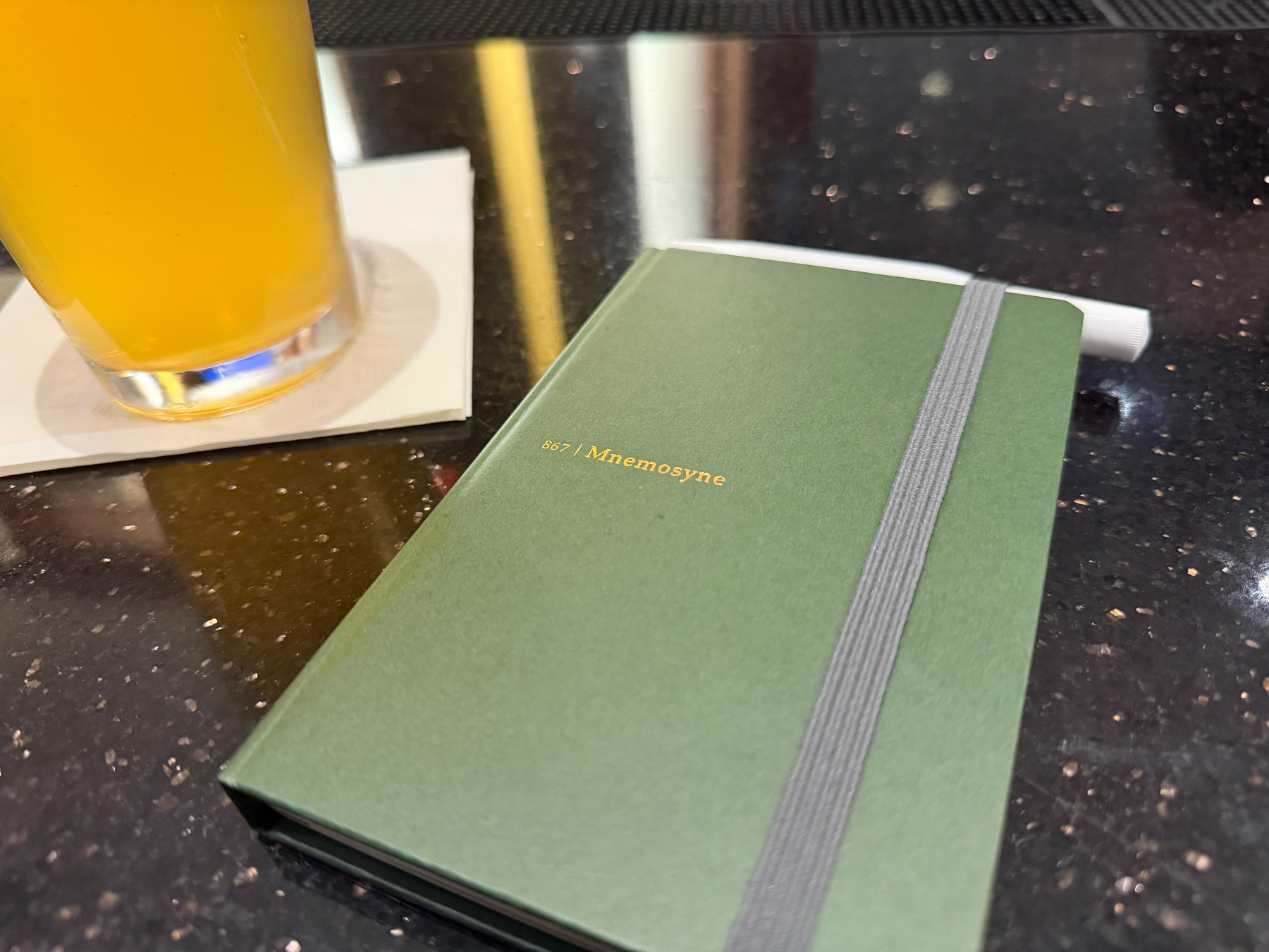 Writing tools at lunch. 