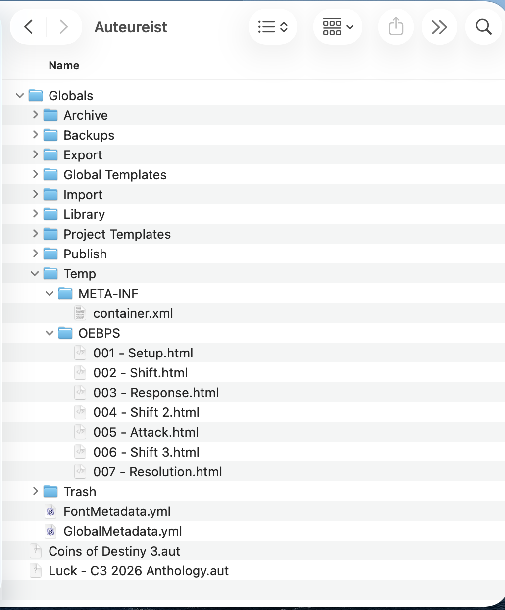 My generated ePub structure, so far.