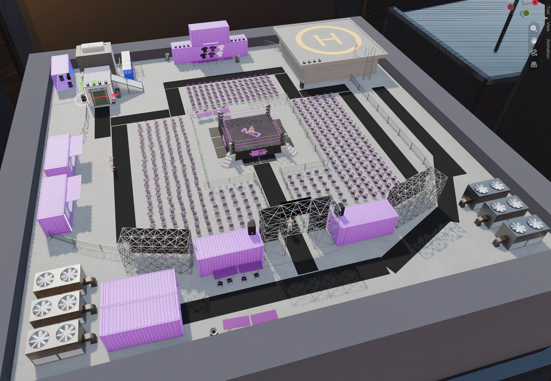 NWE Rooftop Wrestling Fantasy Scene