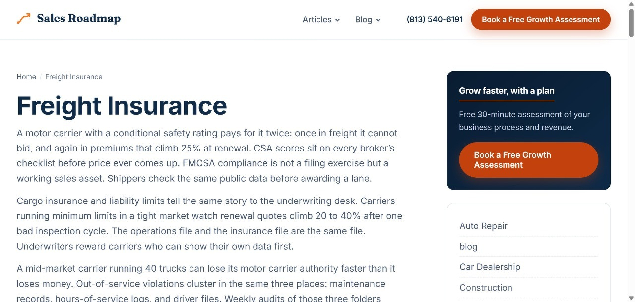 Freight Insurance - Sales Roadmap
