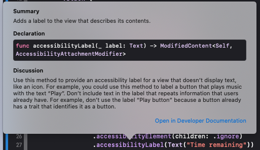 Accessibility Label Popup