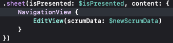 xcode defining a sheet's presentation and content