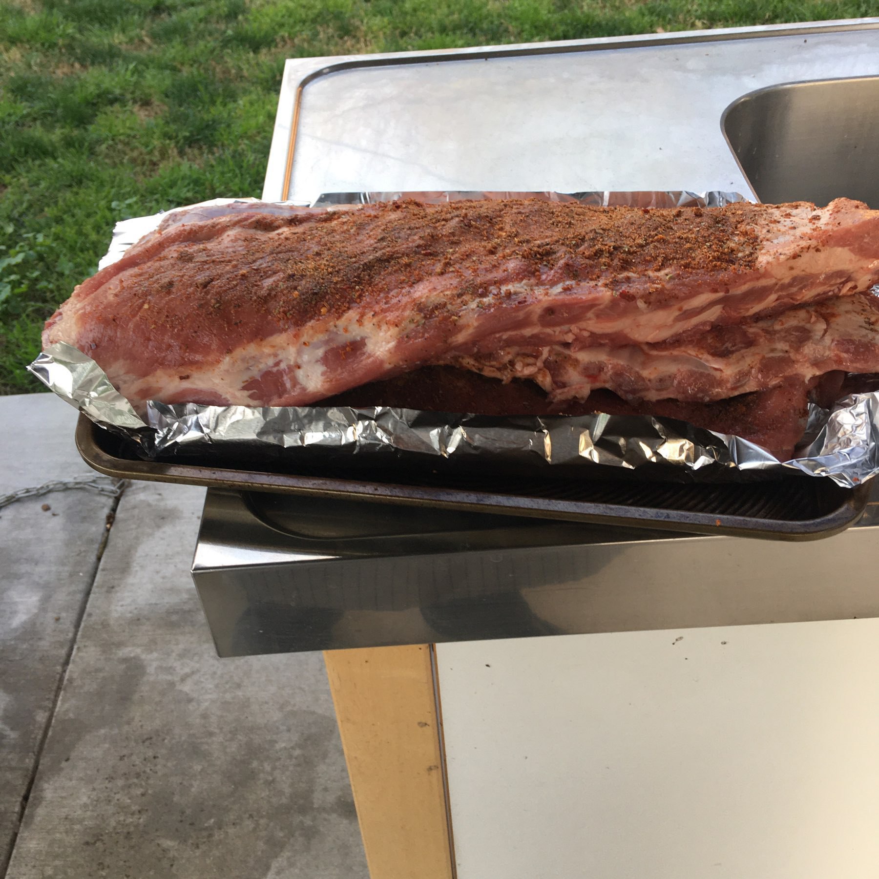 Beef ribs about to get grilled. 