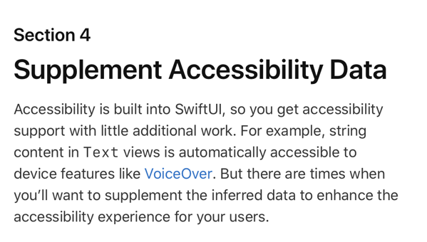 Heading for Accessibility section