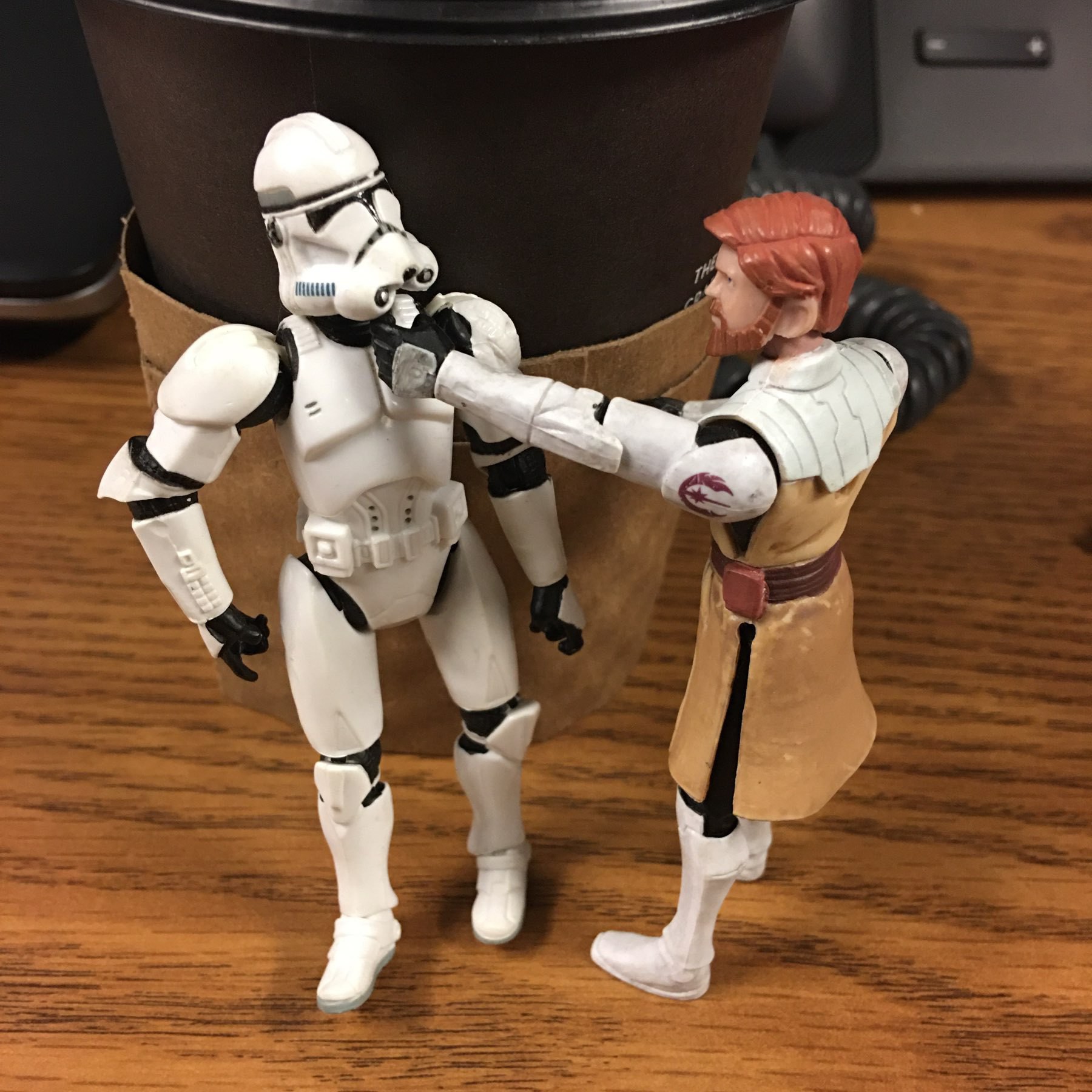 Obi-Wan punching a storm trooper.