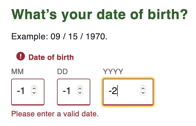 Invalid dates in dropdowns.