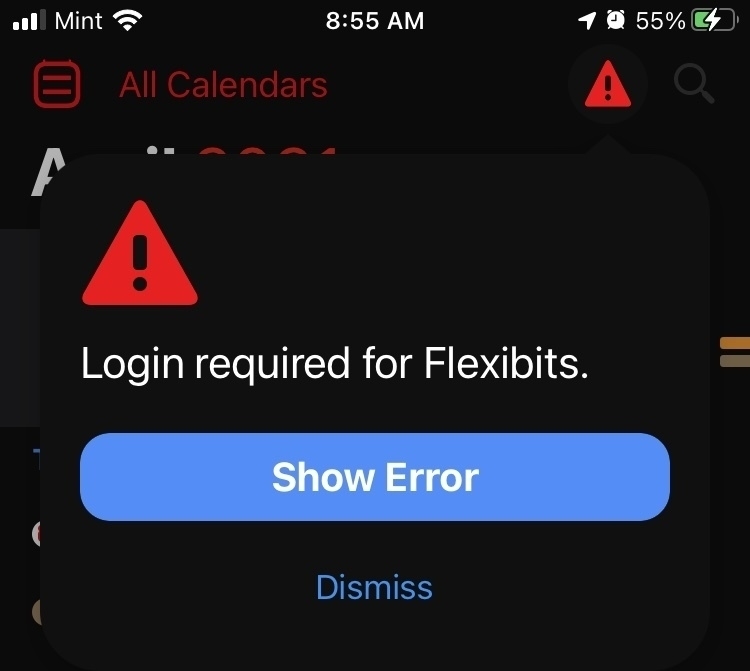 Flexibits login dialogue. 