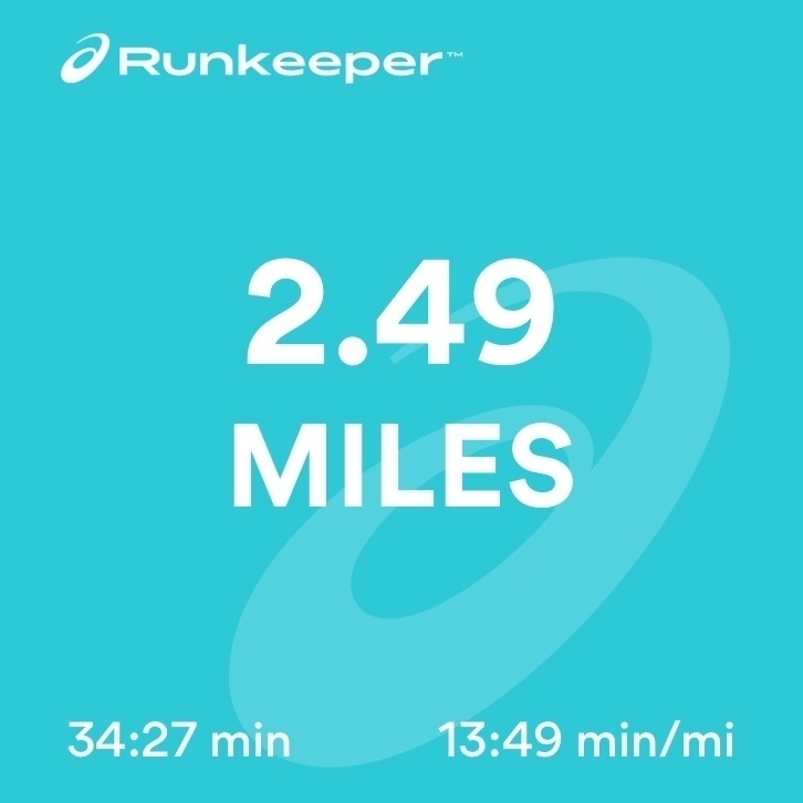 2.49 miles of running 
