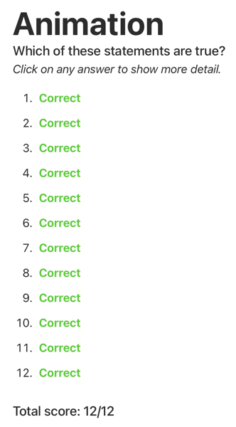 All answers correct in animation