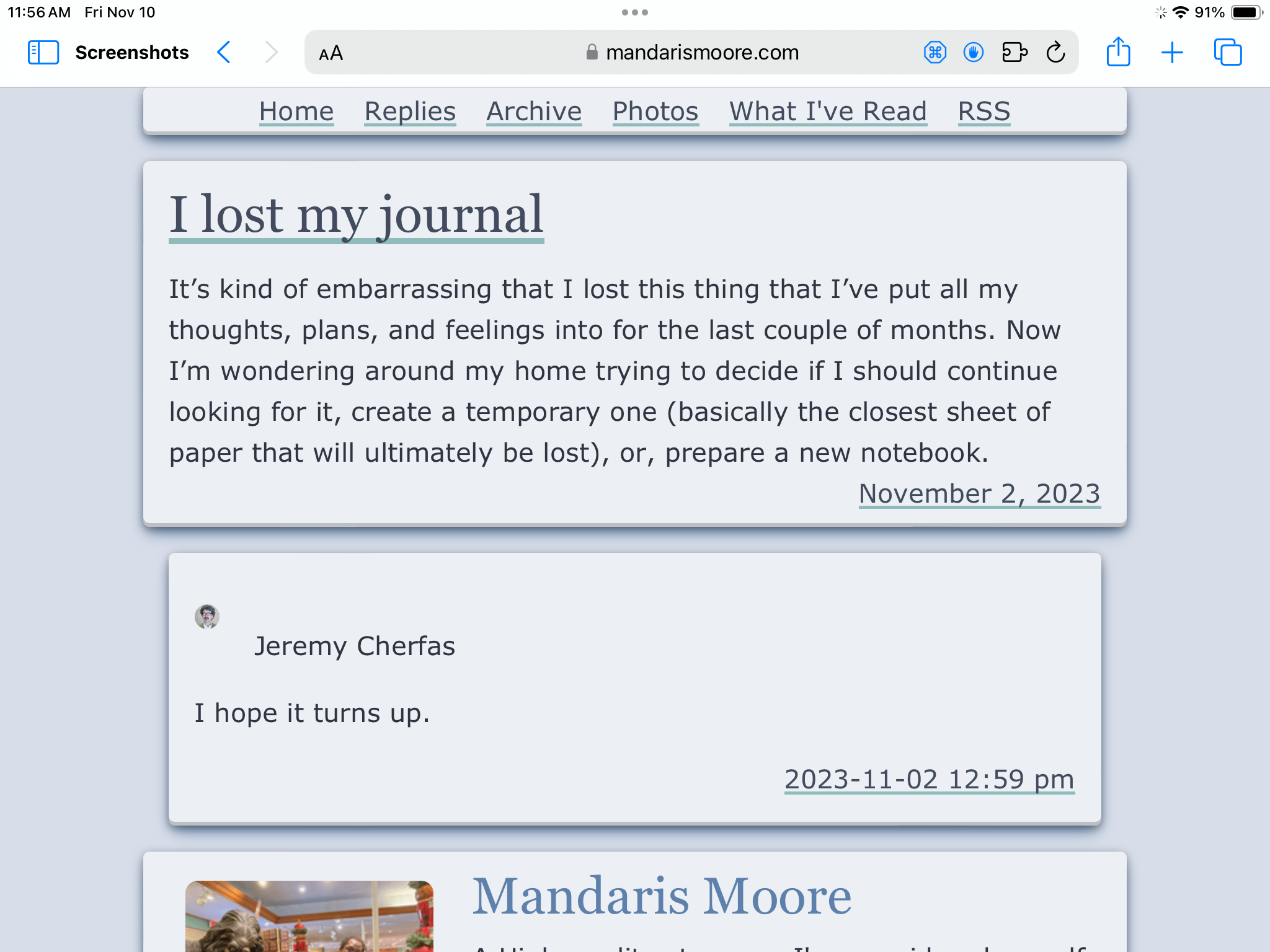 Showing comments having additional margin compared to articles, headers, and footers.