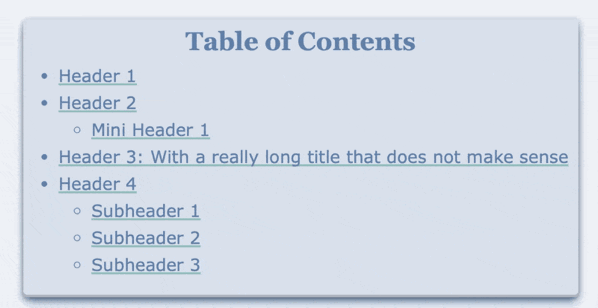 Labarum table of contents changing from light mode to dark