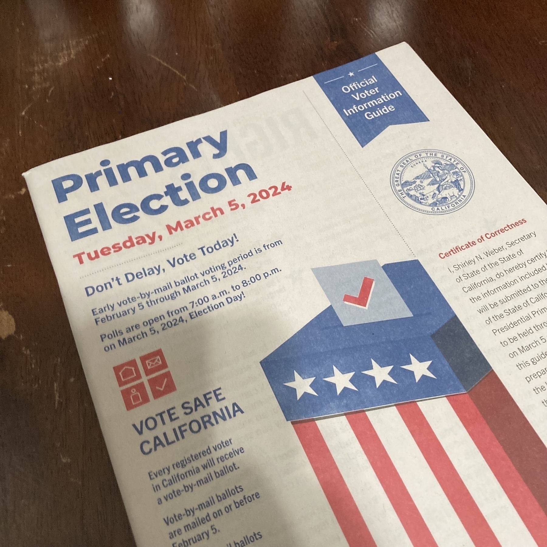 Election booklet for the state of California. 