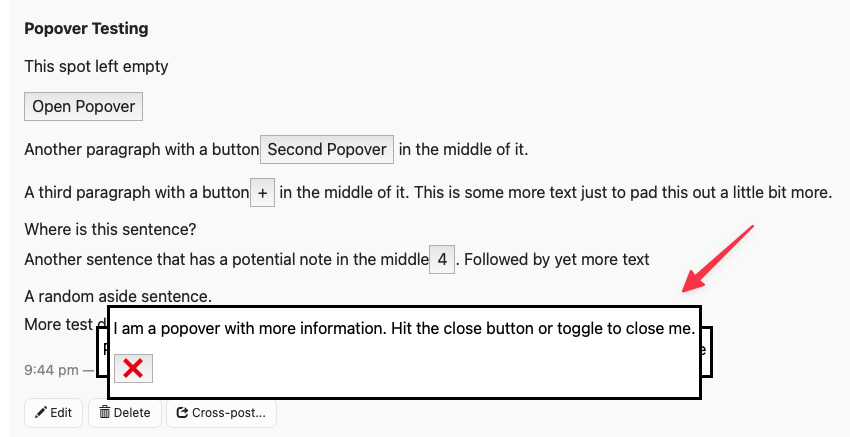 Popover draft in microblog list.