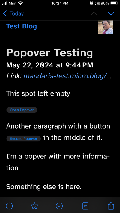 A test article that has buttons for popovers that do not work