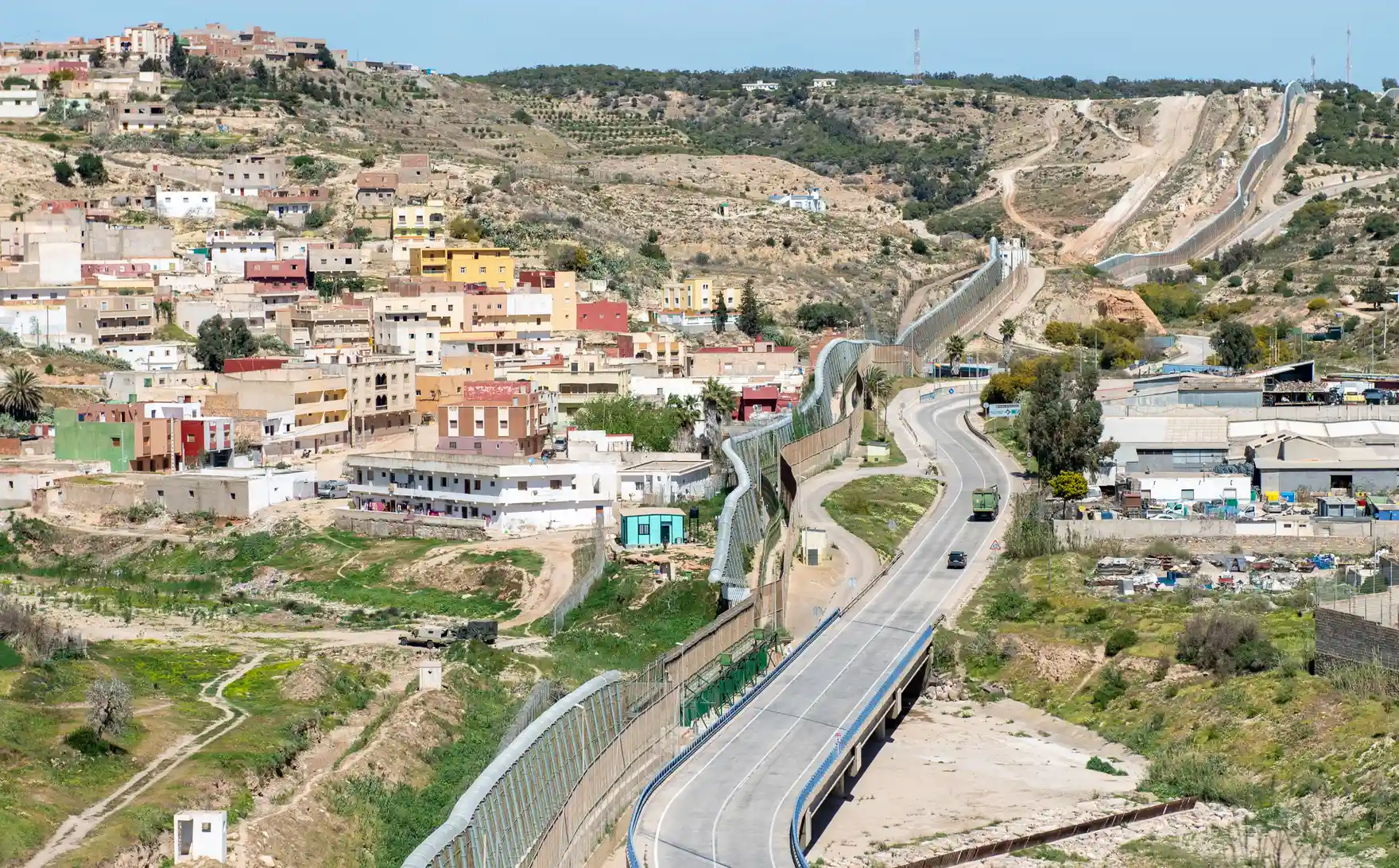 The border wall between Morocco and Melilla. Photograph: Jesús Blasco de Avellaneda