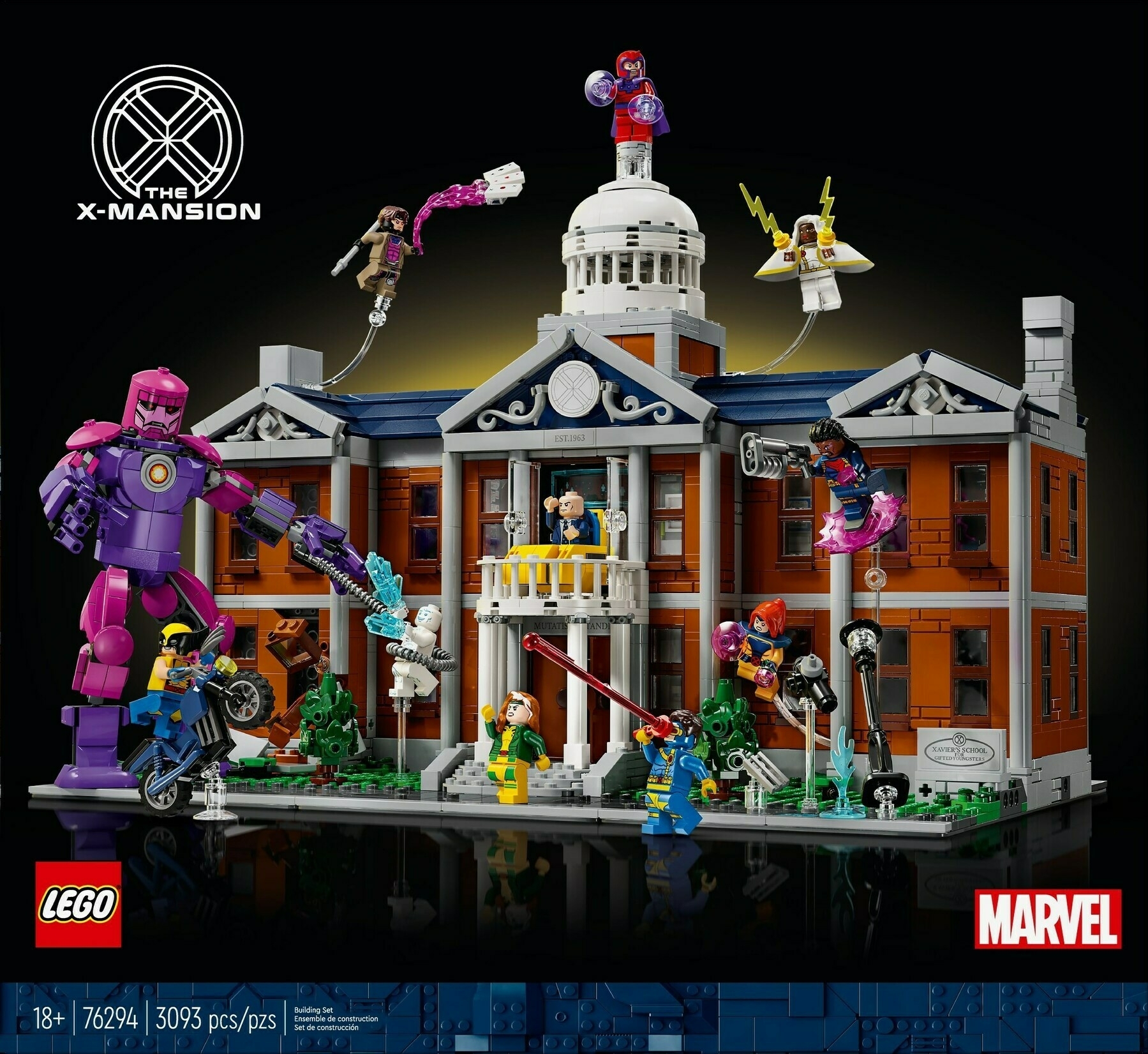 The box of the X-Men X-Mansion LEGO set