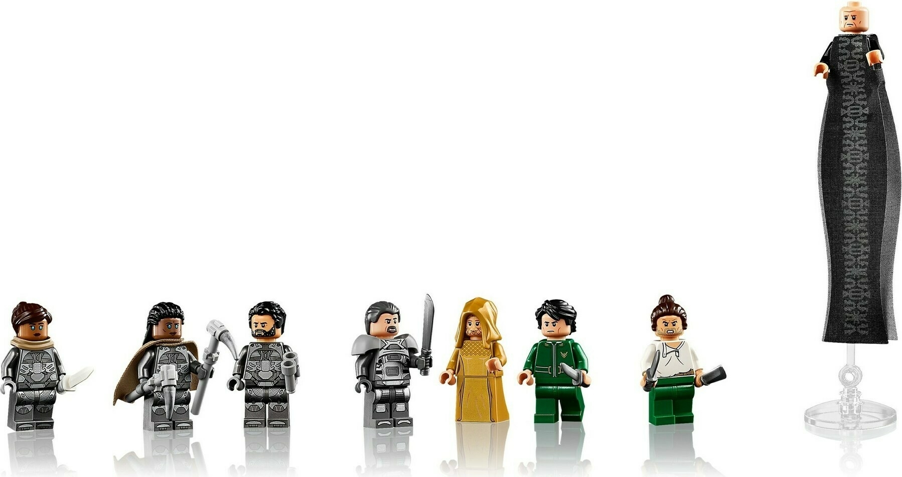 DUNE LEGO Mini Figures, including a Baron Harkonnen mini-figure which appears to be 10 times taller than the rest.
