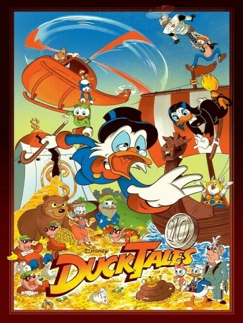 "Ducktales", Poster by JJ Harrison. 24"x36" screen print. Hand numbered. Edition of 240. Printed by D&L Screenprinting. $50