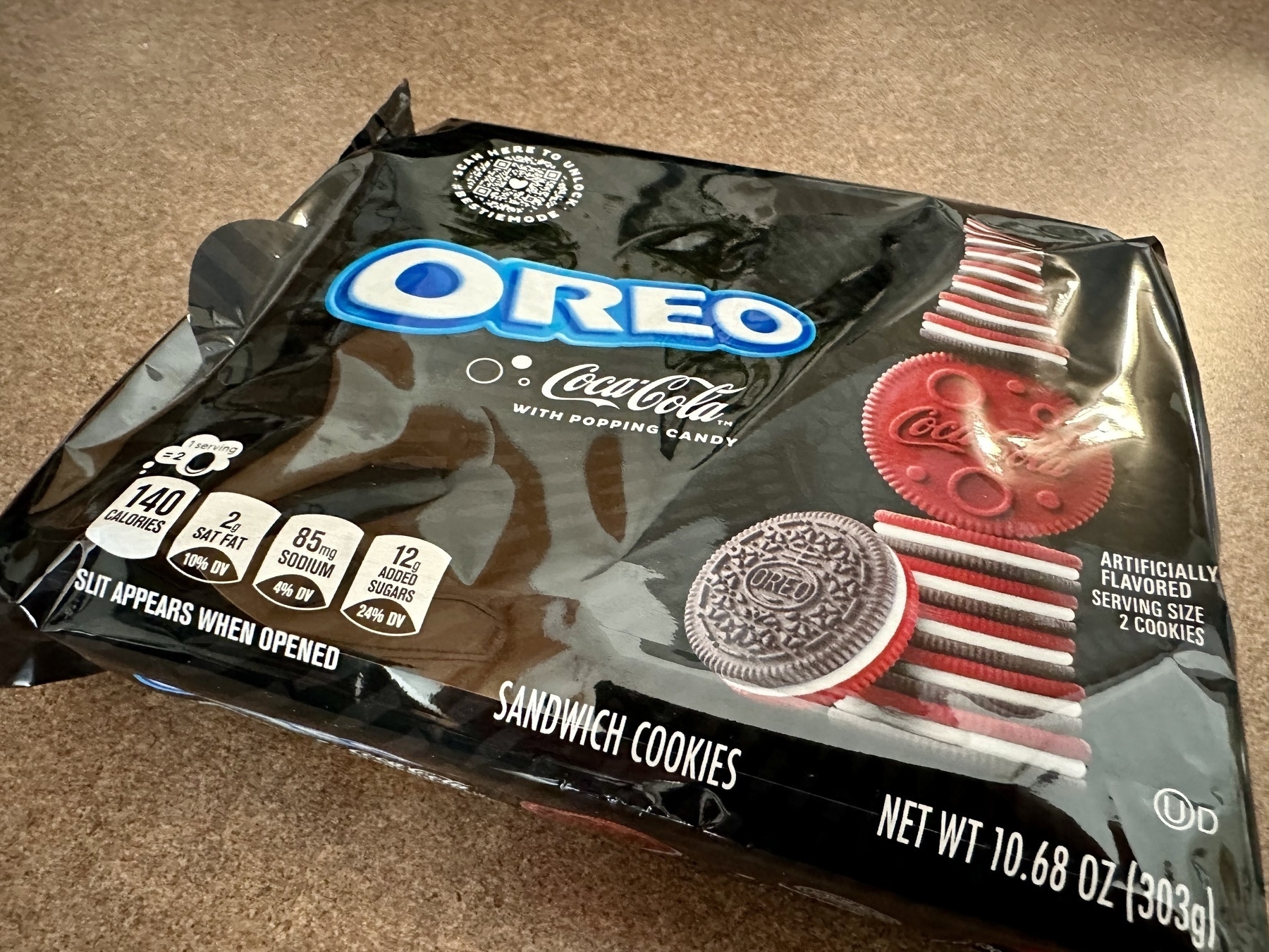 A package of Coca-Cola flavored Oreo cookies.