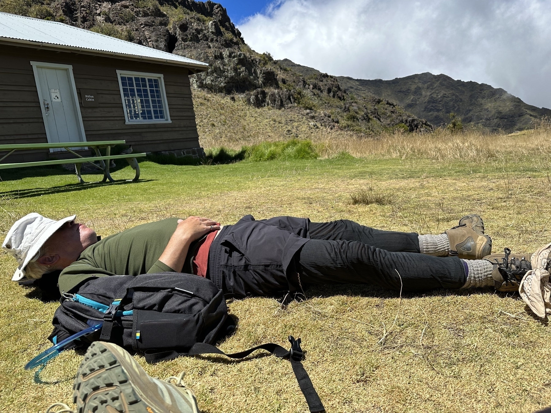 Me taking a nap in Haleakalā Crater