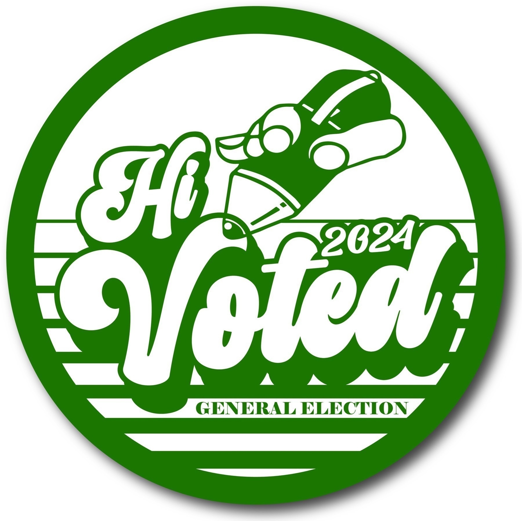 A green and white digital sticker to say that I have voted in Hawaii for the 2024 Presidential Election.