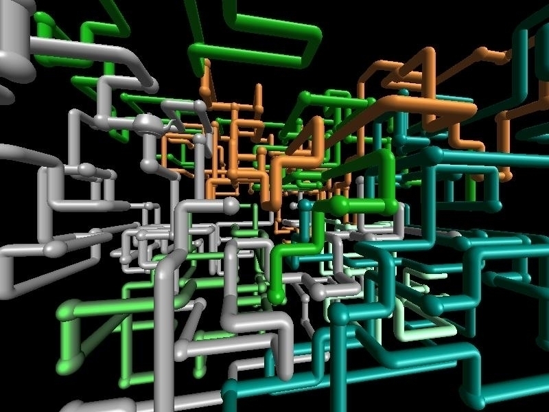 Windows pipes screensaver -maze of colored random pipes 