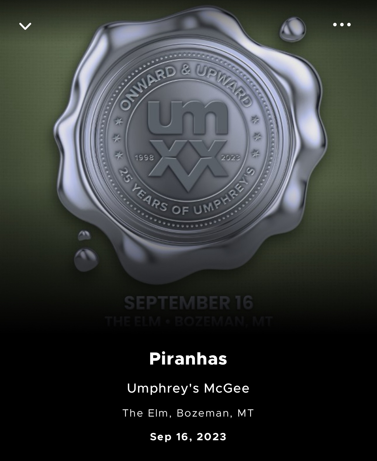 The image features an emblem with the text “ONWARD & UPWARD - 25 YEARS OF UMPHREY’S” and the dates “1998 - 2022” commemorating the 25th anniversary of the band Umphrey