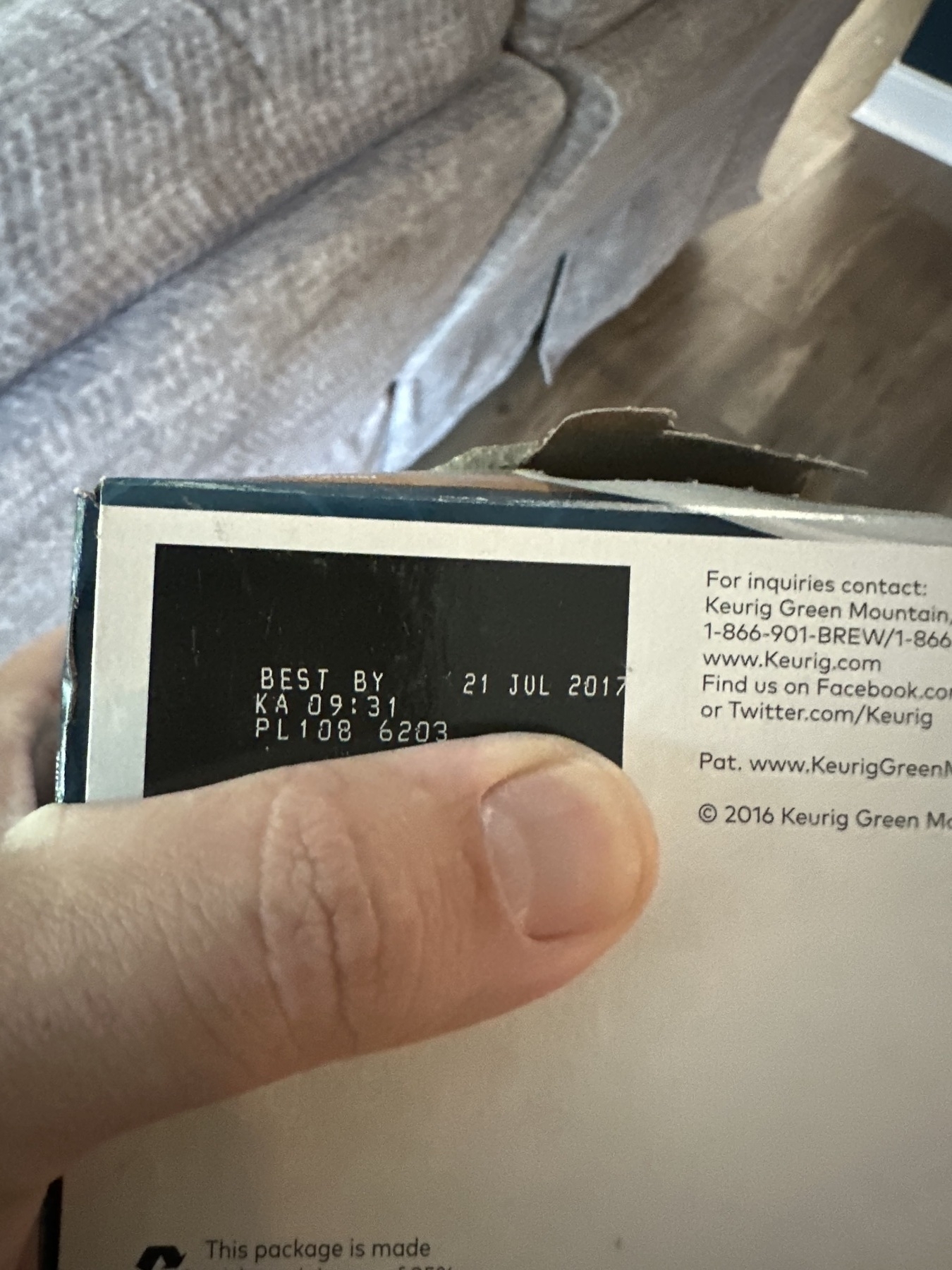 Back of a box showing expiration of July 21st, 2017
