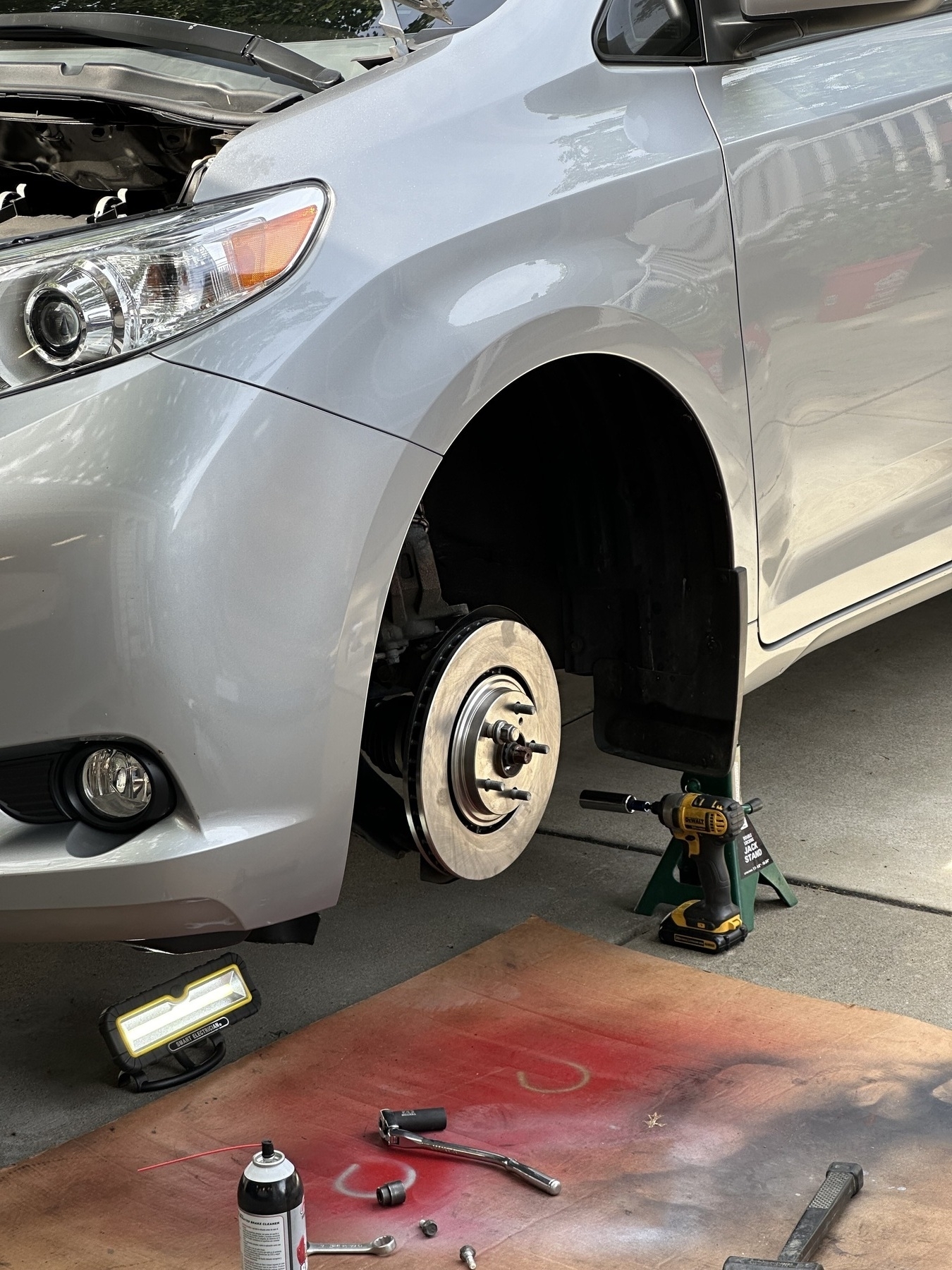 Tired off Toyota Sienna for brake job (front)