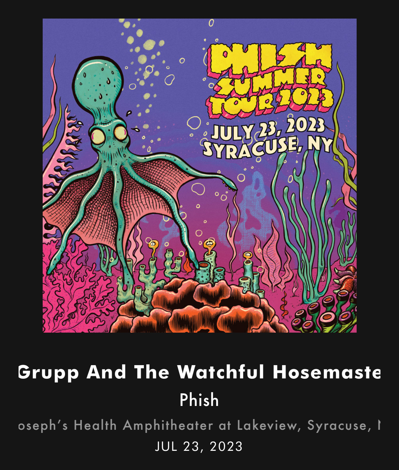LivePhish album cover underwater with octopus 