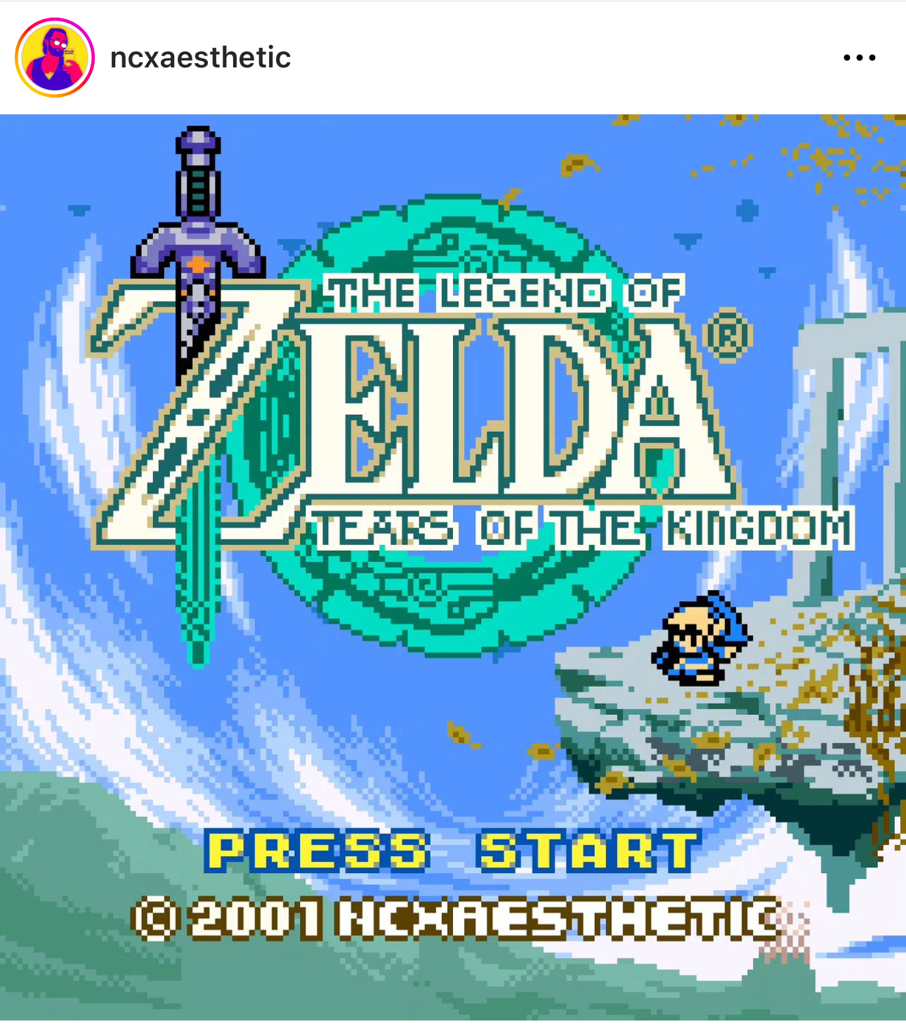 Photo of Tears of the Kingdom made in pixel/gameboy format. 