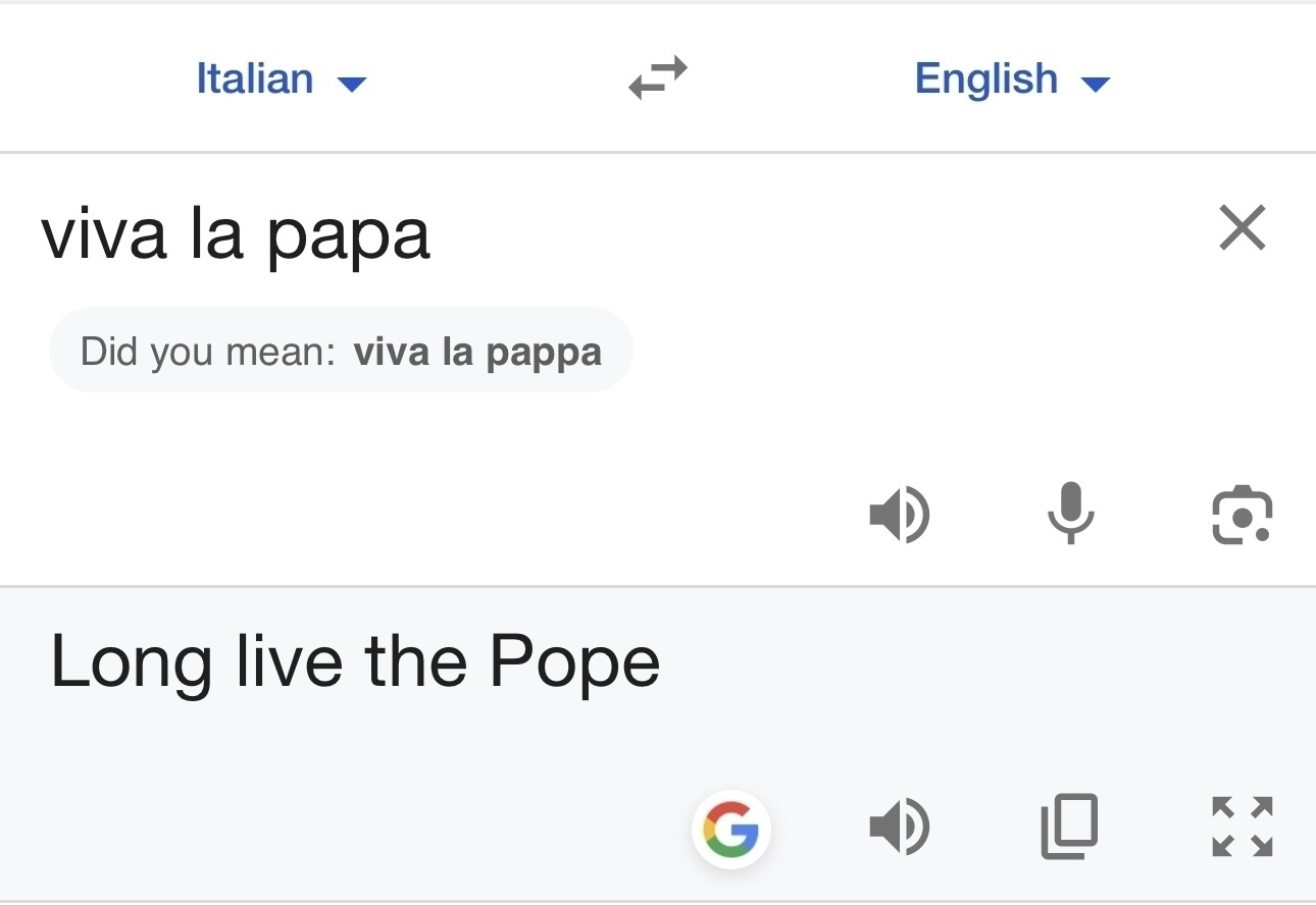 Italian viva la papa > English Long live the Pope