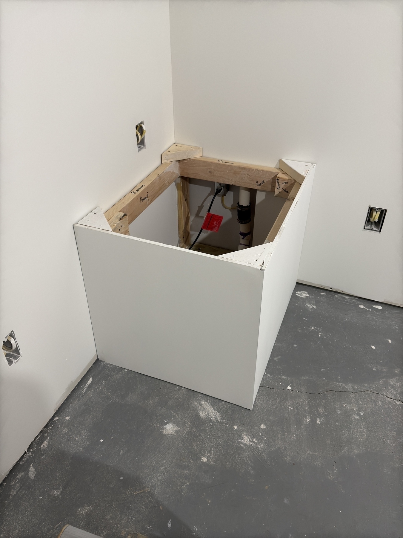 Partially finished box to hide the sump-pump 