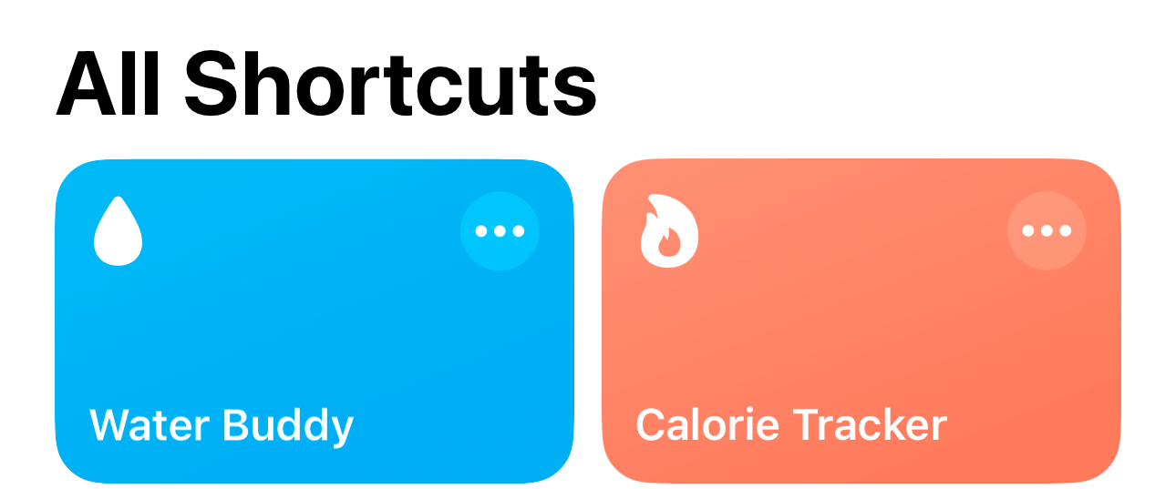 The image displays two app icons labeled “Water Buddy” and “Calorie Tracker.” The “Water Buddy” icon is blue with a water droplet, and the “Calorie Tracker” icon is orange with a flame symbol. Both are under the