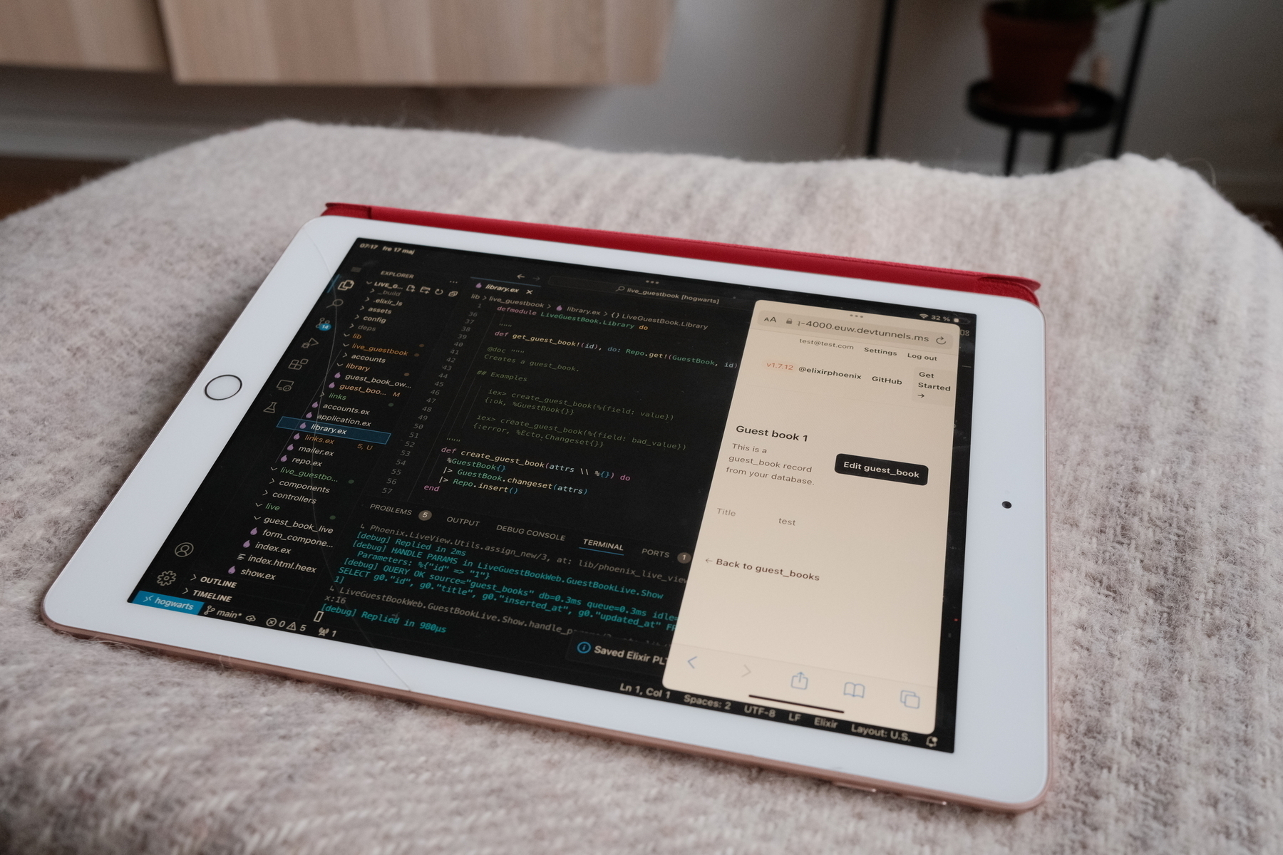 iPad som kör VS Code