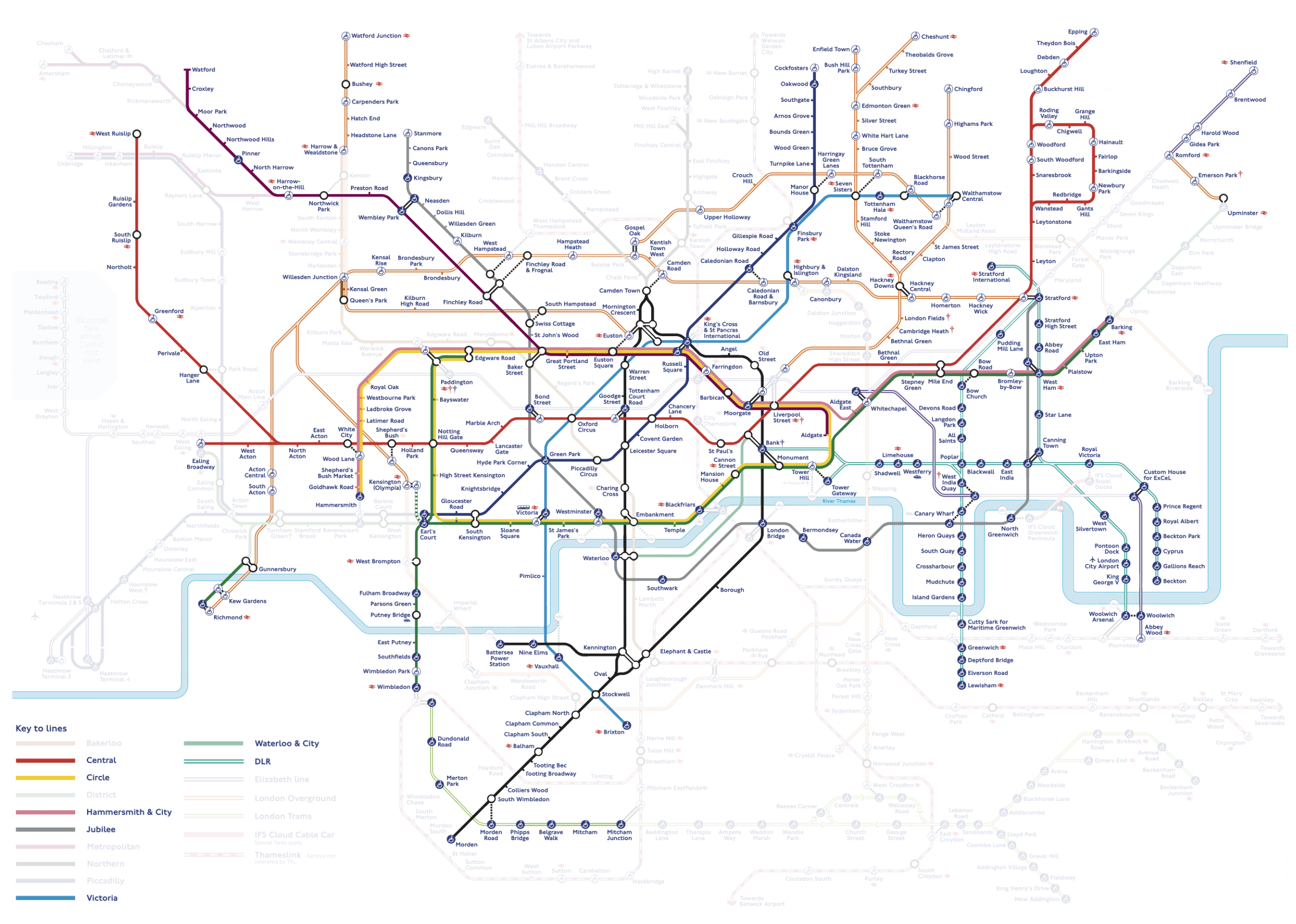 All the parts of the TfL map that I've walked so far. It's really filling out!
