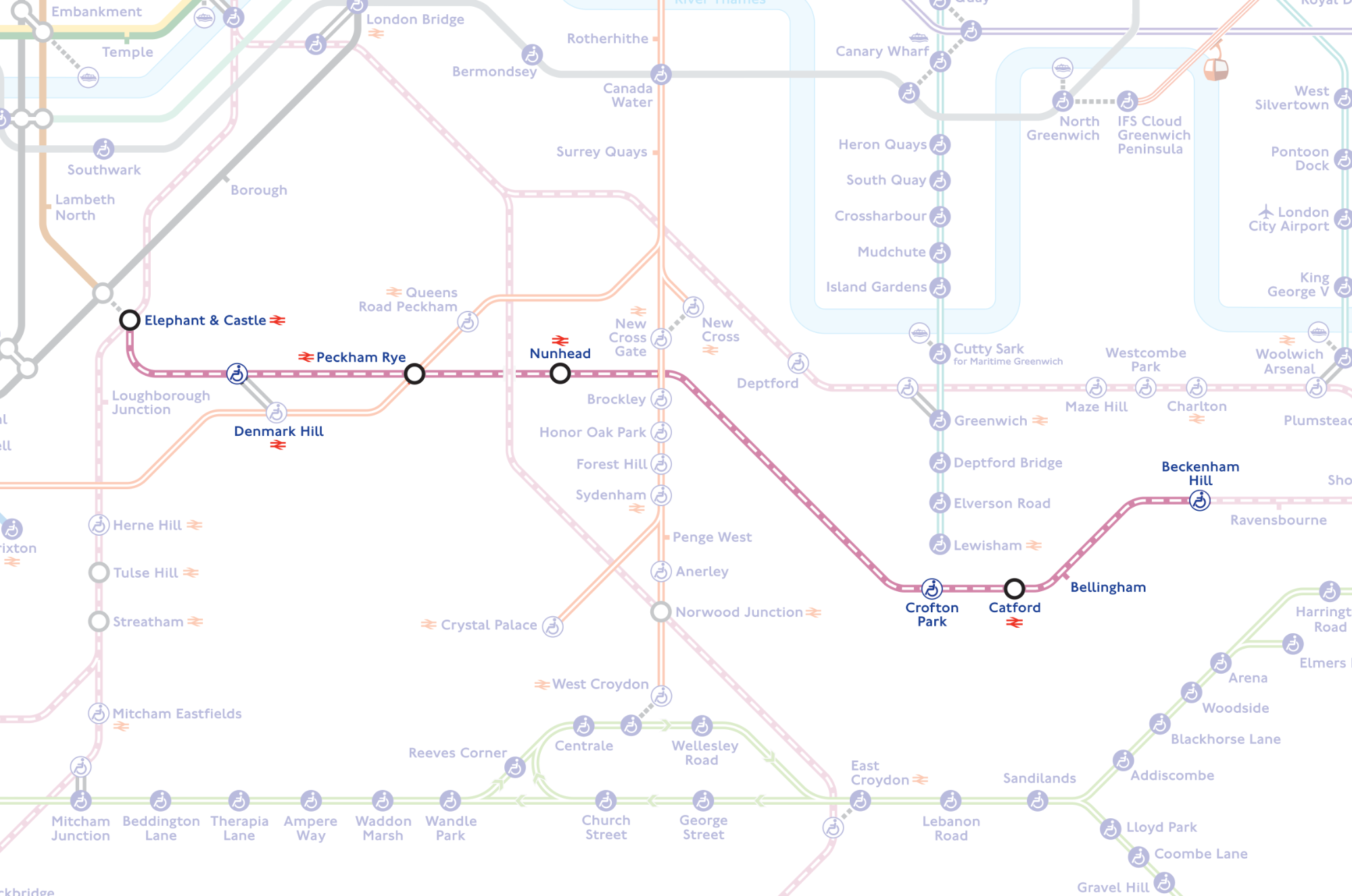 Trudging west from Elephant and Castle, through Peckham and Catford.