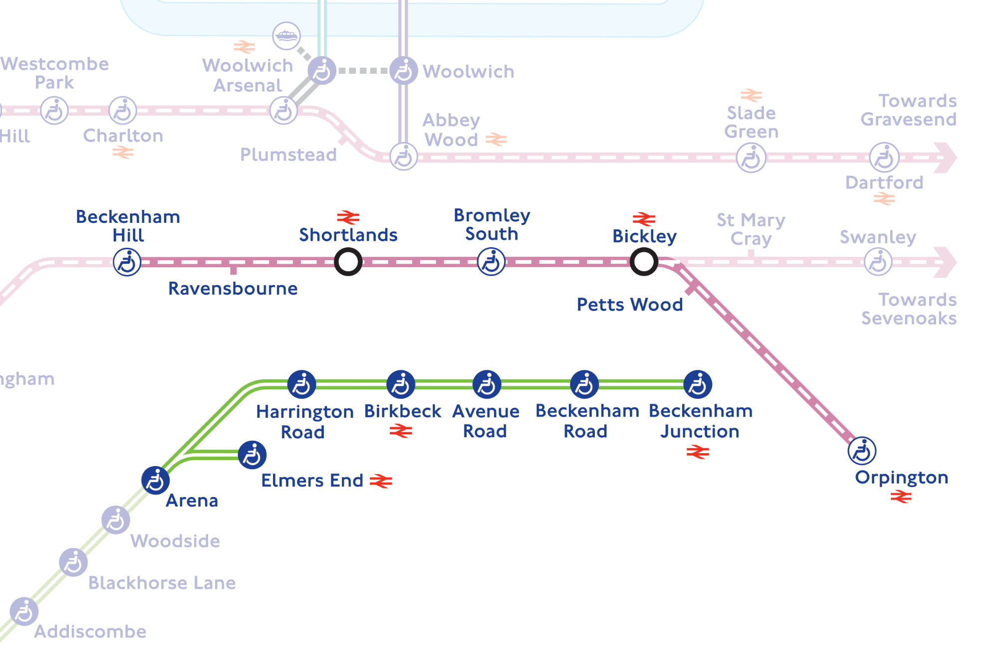 The Thameslink to Orpington, then back to Beckenham to walk the tram to Elmers End