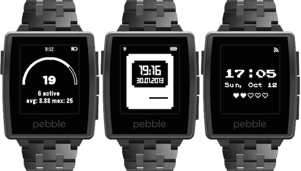 3 pebble watches with a GoSquared app, a 512 pixels logo, and a Zelda-inspired watch face