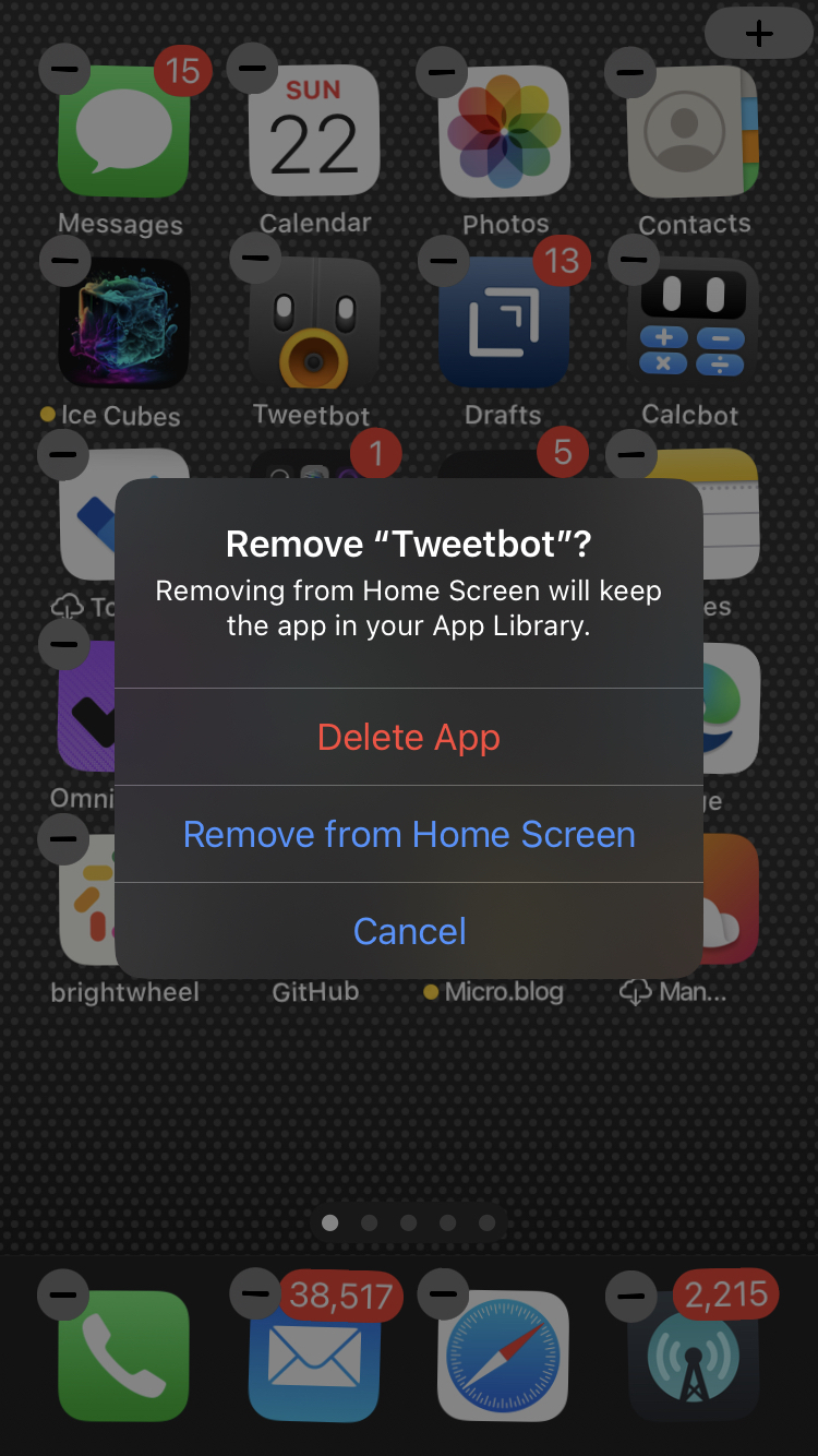 Screenshot of delete confirmation screen of Tweetbot for iOS. 
