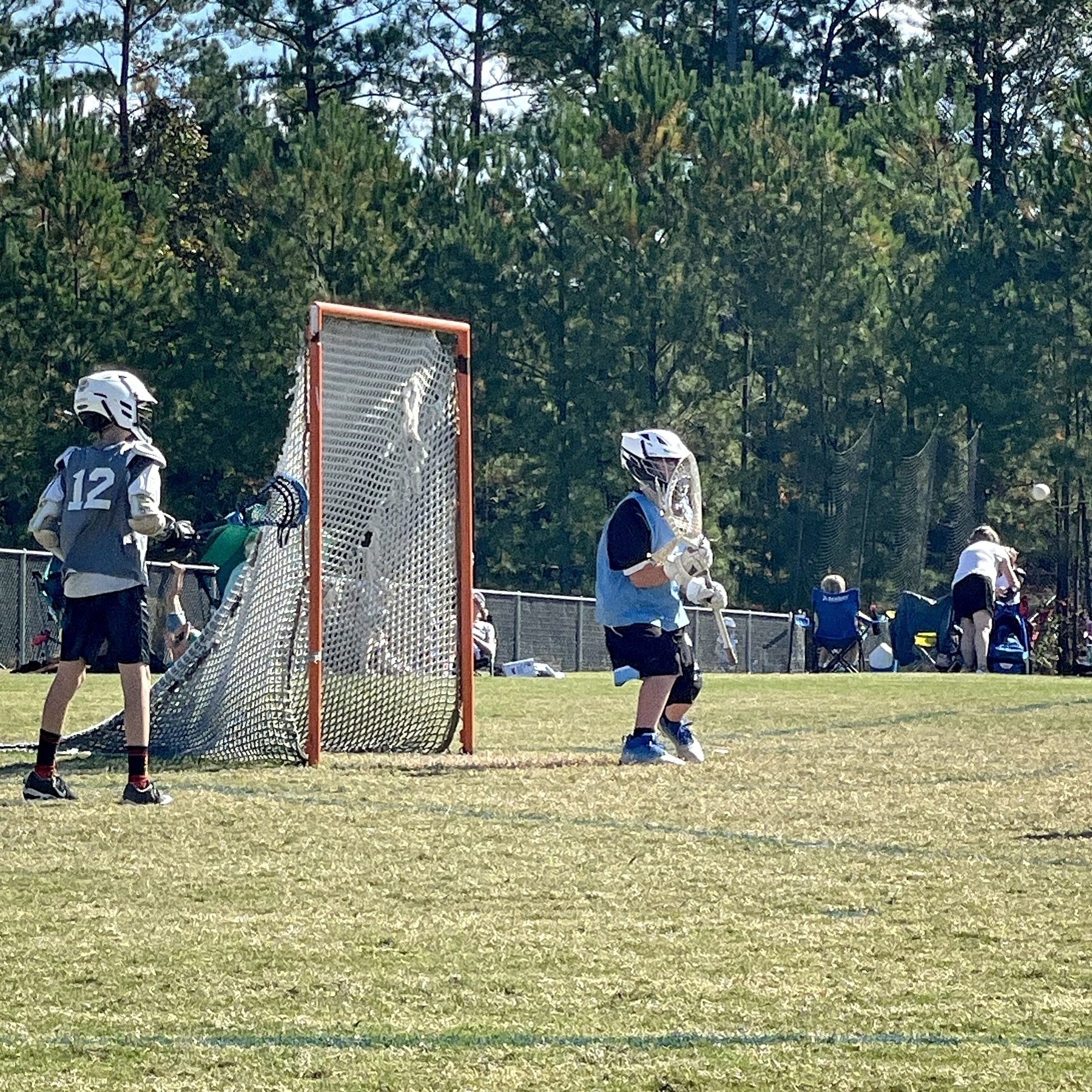 Lacrosse goalie about to make a save.