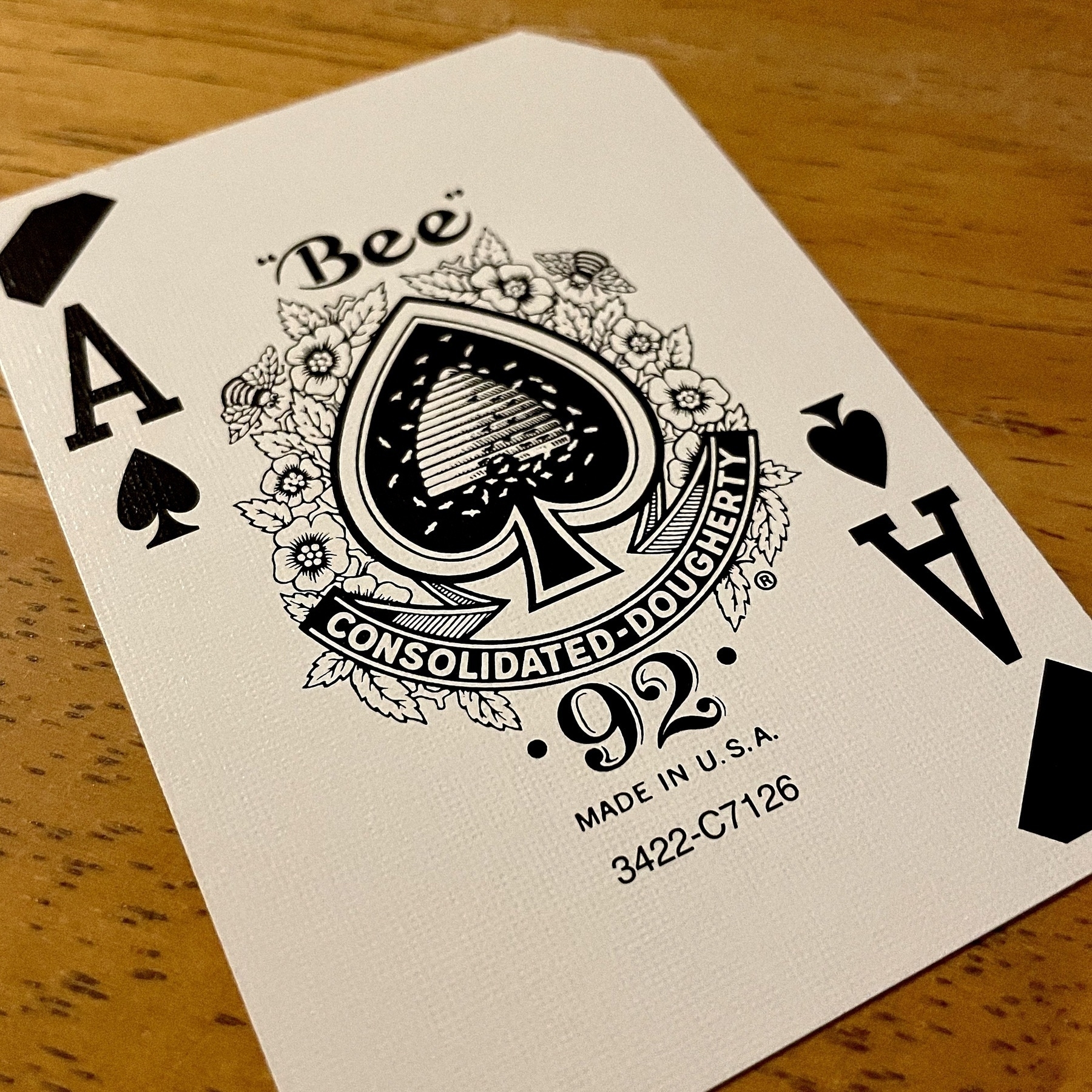 Ace of spades on a table